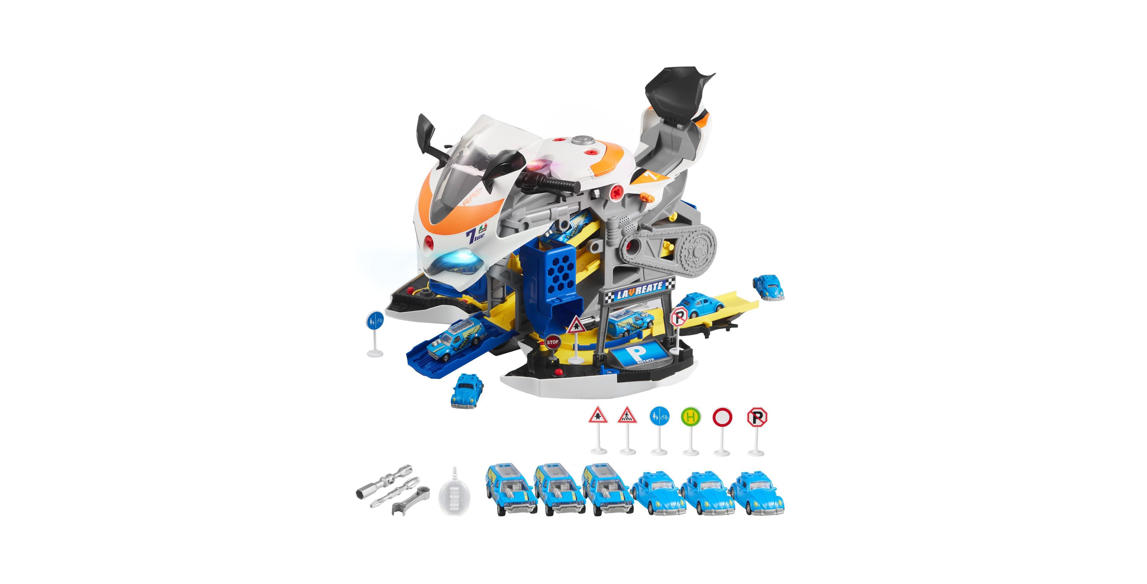 Mecale Motorcycle Engine Toy, 25 Pcs Mechanic Set with Lights & Sounds, Removable Parts, Simulated Riding, Workshop Toy for Kids