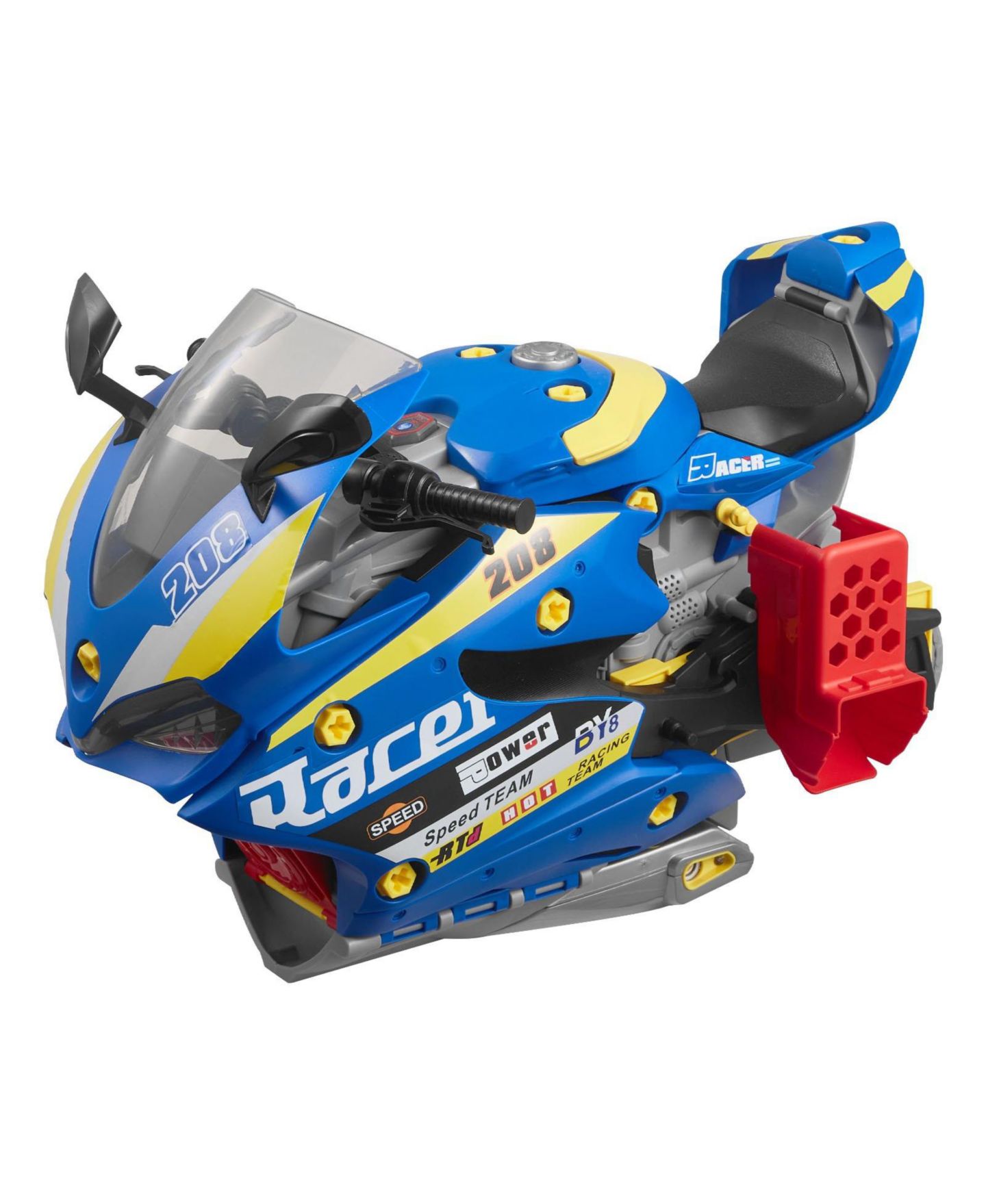Детский игровой набор Mecale Motorcycle 6-in-1 Transforming Lights & Sounds Racing Track 25-Piece Playset, Ages 3+, цвет: Синий — фото 11