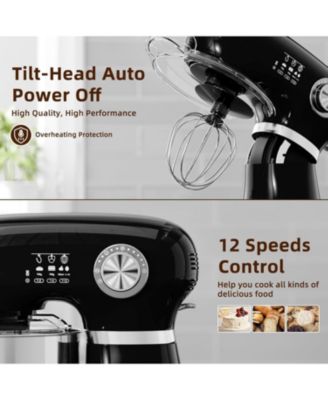 Stand Mixer, 12 Speeds Tilt-Head Electric Commercial Stand Mixer, 3-In-1 Kitchen Mixer with Bowl, Dough Hook, Whisk and Beater