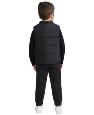 Boys' Toddler 2T-4T Solid Vest, Long-Sleeve T-Shirt and Pants, 3-Piece Set