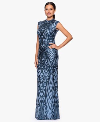 Petite Printed Mock Neck Gown