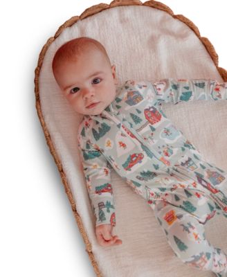Baby Boys' or Girls' Snowy Slopes Printed Zip-Up Footed Pajamas