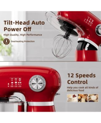 Stand Mixer, 12 Speeds Tilt-Head Electric Commercial Stand Mixer, 3-In-1 Kitchen Mixer with Bowl, Dough Hook, Whisk and Beater