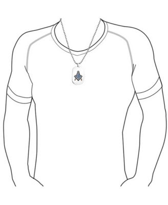Set of 2 Black Blue Freemason Compass Masonic Dog Tag Pendant Necklace Stainless Steel With Bead Chain