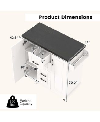 Rolling Kitchen Island Cart on Wheels Mobile Serving Utility Trolley Cart