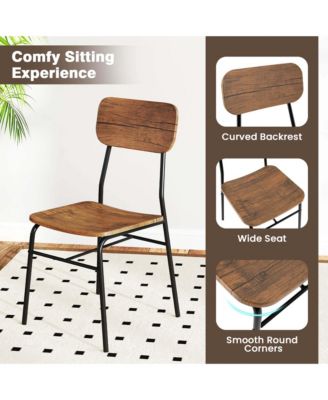 5 PCS Wood Square Kitchen Table & Chair Set with Metal Frame Storage Rack