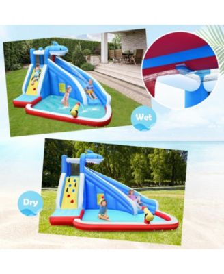 Inflatable Shark Bounce House with Water Slide and Climbing Wall without Blower