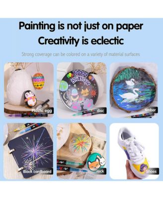 12 Colors Acrylic Paint Pens, Soft Brush Tip Markers, Quick-Drying, Waterproof for Canvas, Rock, Wood, Stone, Glass and Ceramic