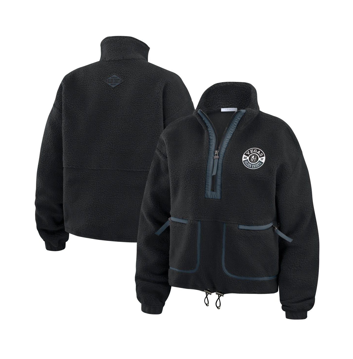 Женская куртка WEAR by Erin Andrews Black Vegas Golden Knights Polar Fleece Half-Zip — фото 1