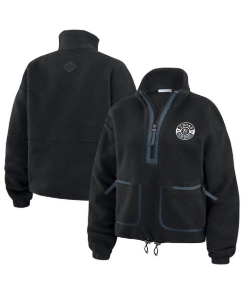 Женские куртки WEAR by Erin Andrews Women's Black Vegas Golden Knights Polar Fleece Half-Zip Jacket