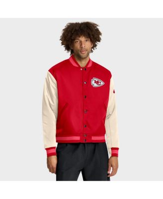 Men's Red/Cream Kansas City Chiefs Rewind Legacy Full-Snap Bomber Jacket