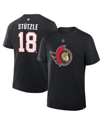 Men's Tim Stutzle Black Ottawa Senators Authentic Stack Name & Number T-Shirt
