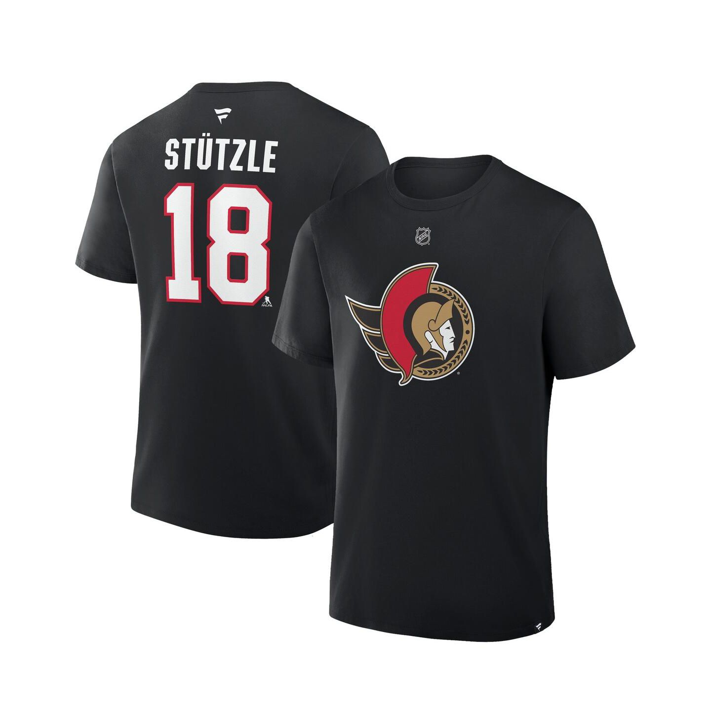 Мужская футболка Fanatics Tim Stutzle Black Ottawa Senators Authentic Stack Name & Number — фото 1