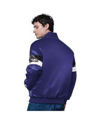 Men's Purple Baltimore Ravens Triple Option Satin Varsity Full-Snap Jacket