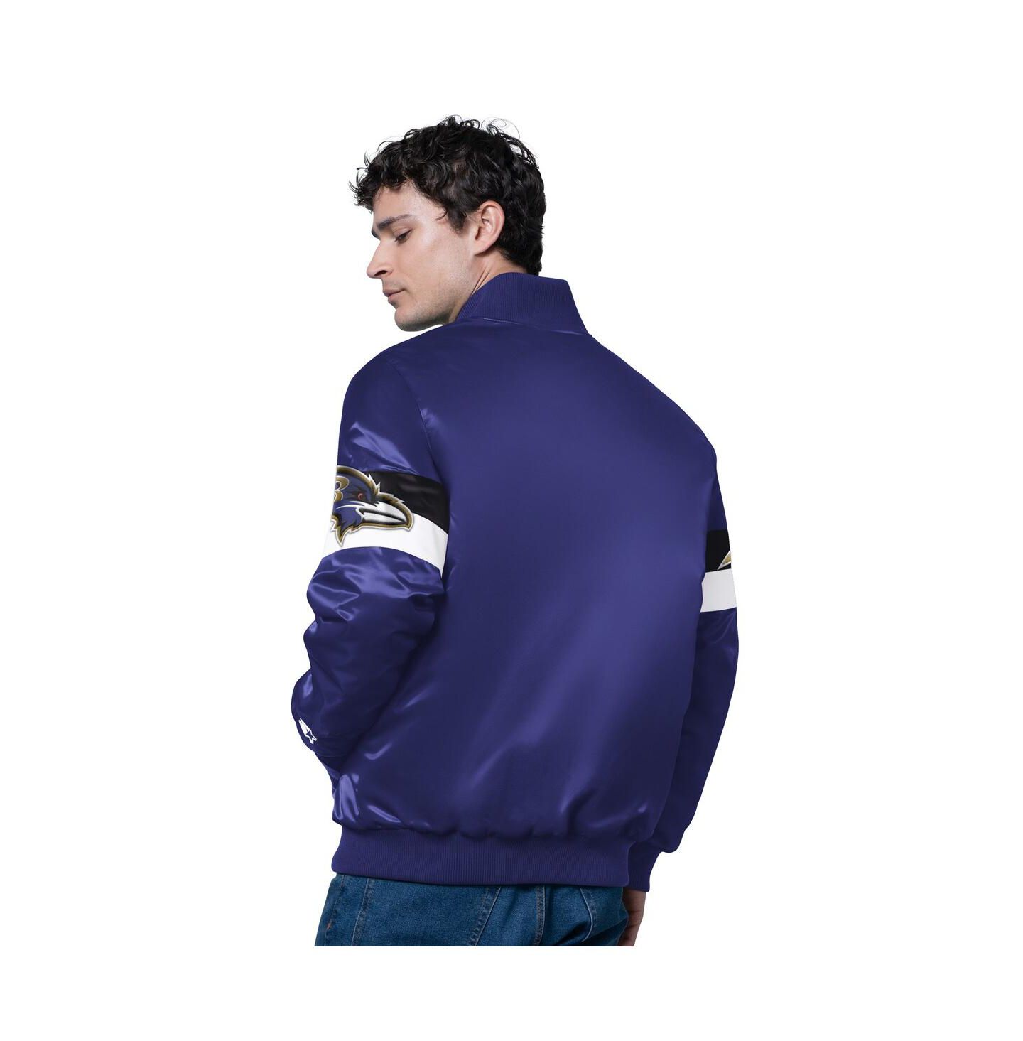 Мужская куртка Starter Purple Baltimore Ravens Triple Option Satin Varsity Full-Snap — фото 2