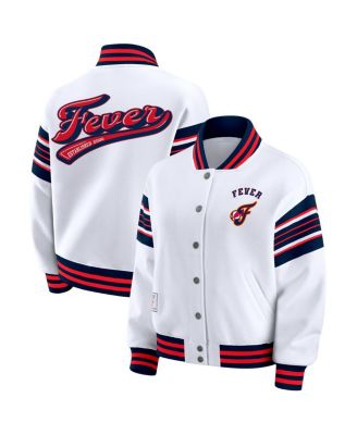 Women's White/Navy WNBA Full-Snap Fleece Sweatshirt Jacket