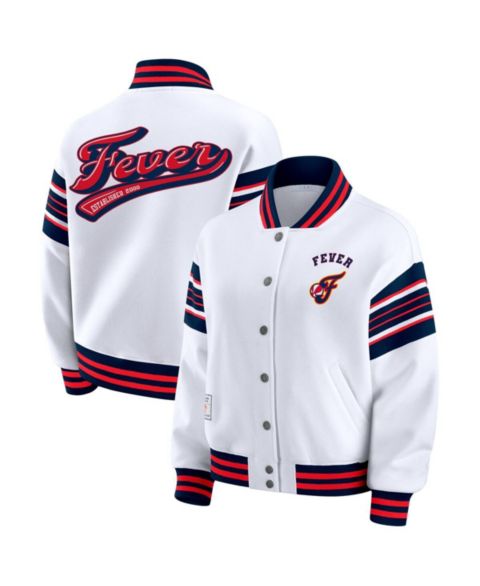 Женские худи WEAR by Erin Andrews Women's White/Navy WNBA Full-Snap Fleece Sweatshirt Jacket