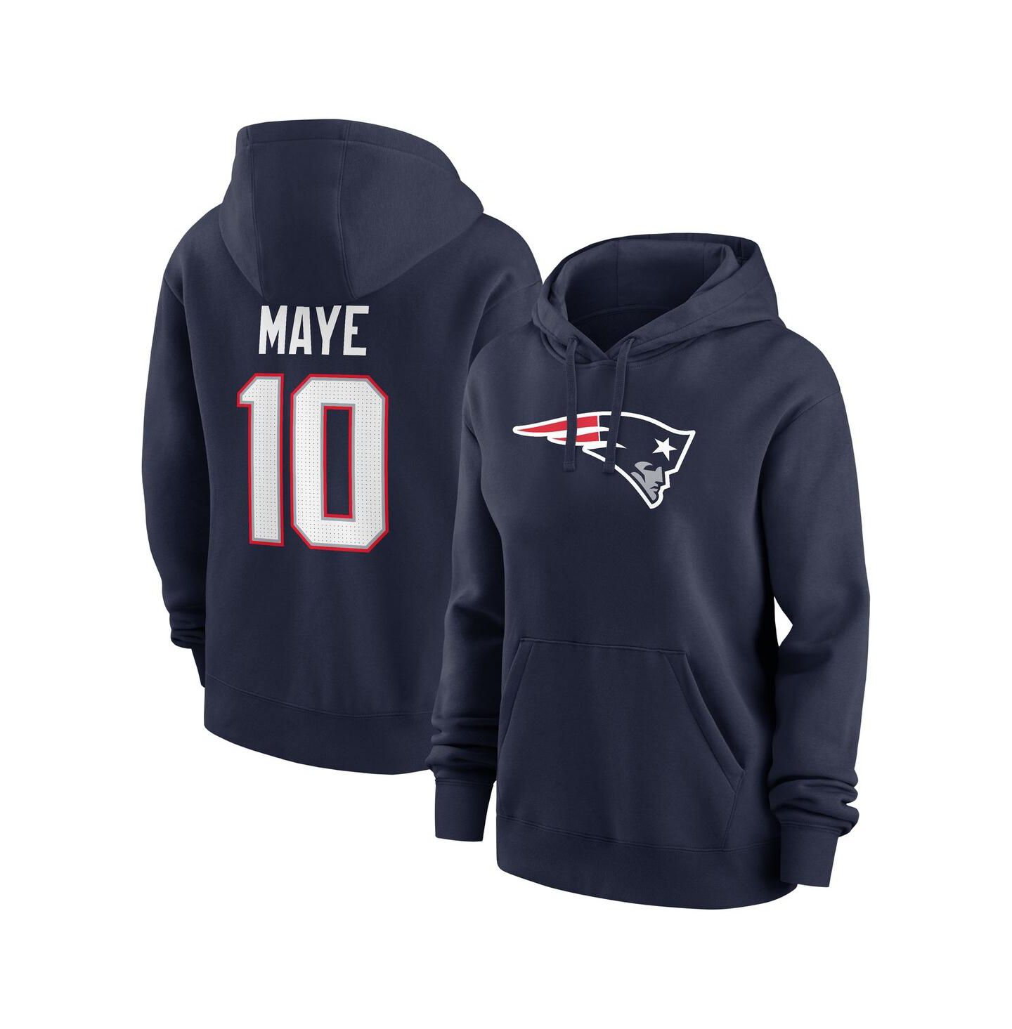 Женское худи Nike Drake Maye Navy New England Patriots Player Name & Number Fleece — фото 1