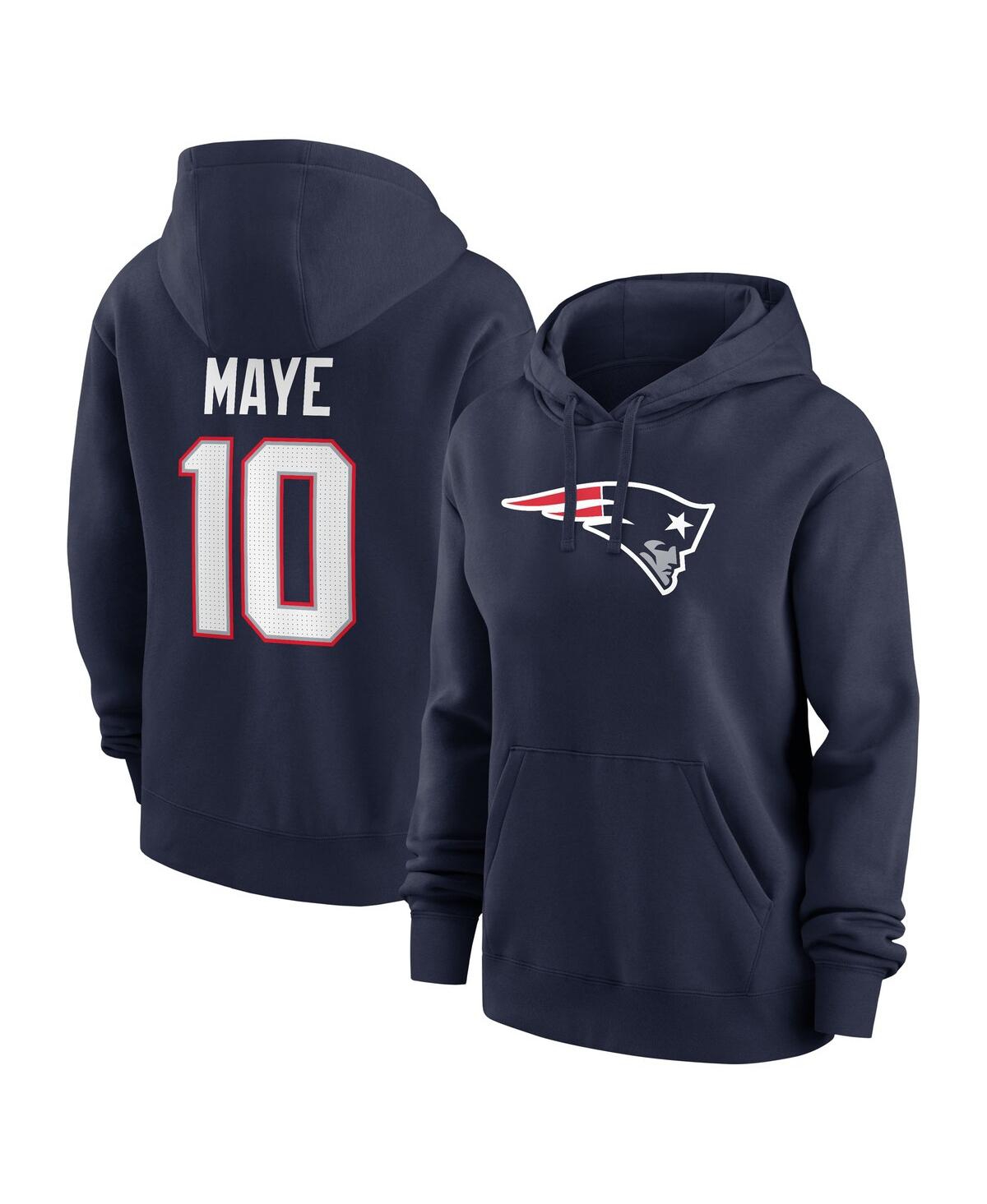 Nike Women's Drake Maye Navy New England Patriots Player Name Number Fleece Hoodie - Navy