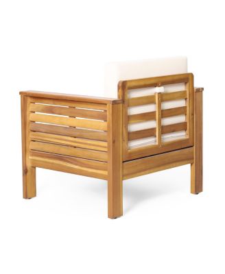 Streamdale Acacia Wood Club Chairs With Cushions, Teak+Beige