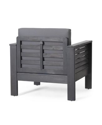 Streamdale Acacia Wood Club Chairs With Cushions, Dark Gray