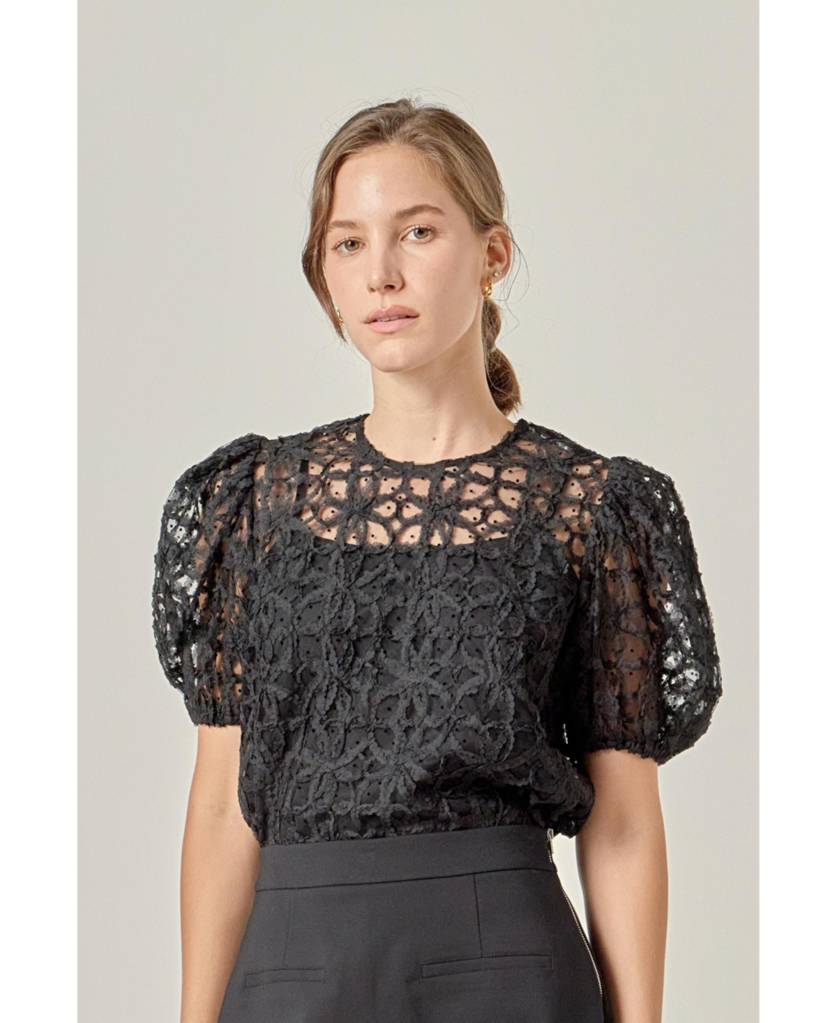 English Factory Women's Floral Texture Top