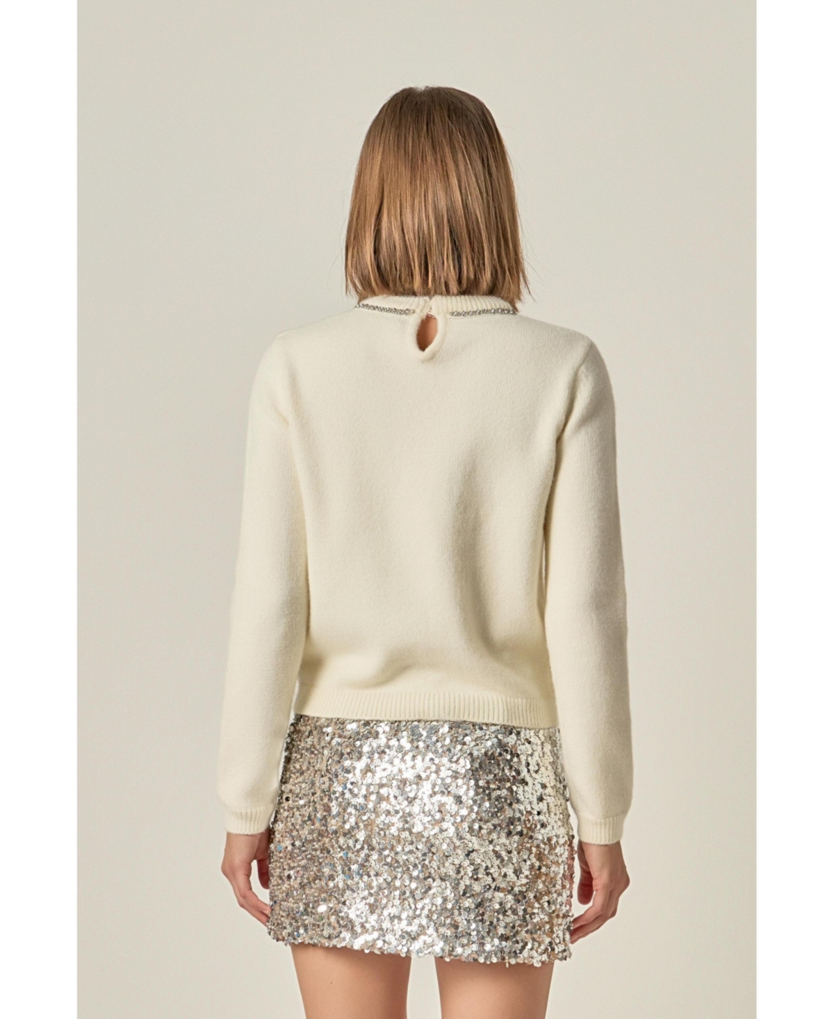 English Factory Women's Rhinestone Bow Knit