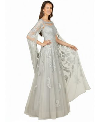 Women's Lace gown with long cape sleeves