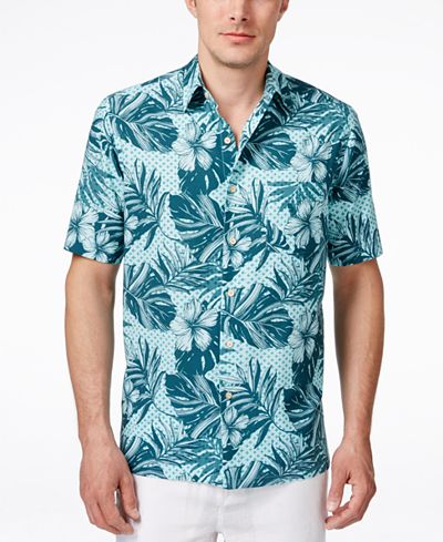 Tasso Elba Men's Floral-Print Short-Sleeve Shirt, Only at Macy's ...