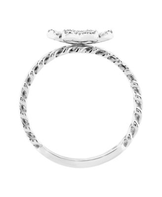 Diamond Round & Baguette Ring (1/4 ct. t.w.) in 10k White Gold