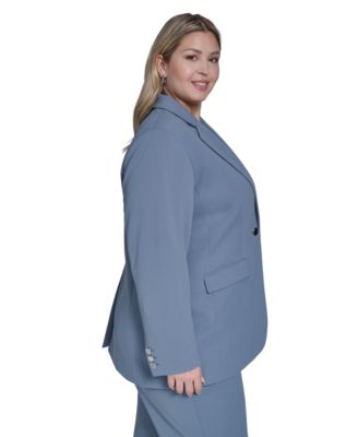 Plus Size Scuba Crepe Notch Collar Jacket