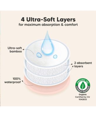 Maternity 14pk Organic Nursing Pads, Washable Breast Pads + Wash Bag, Reusable Nipple Pads