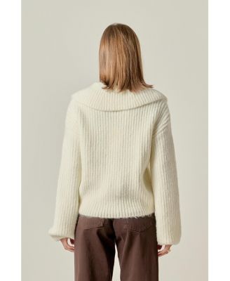 Women's Collared Rib Chunky Sweater