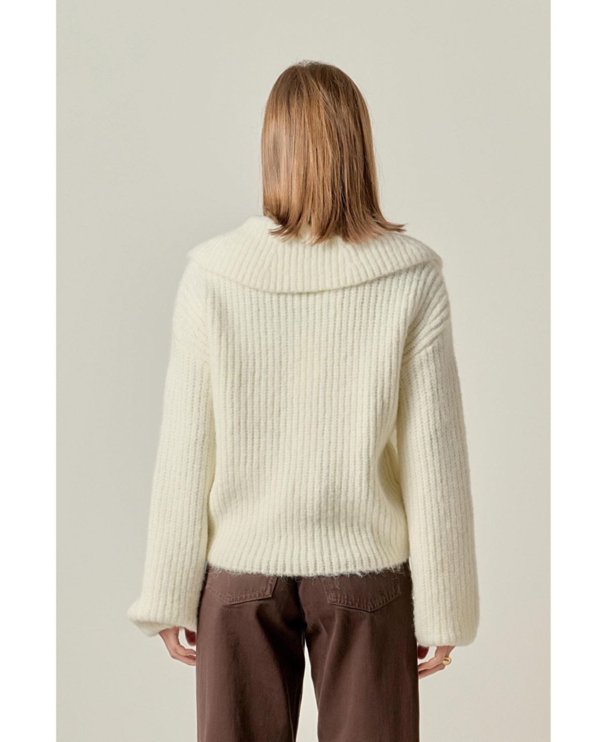 English Factory Women's Collared Rib Chunky Sweater