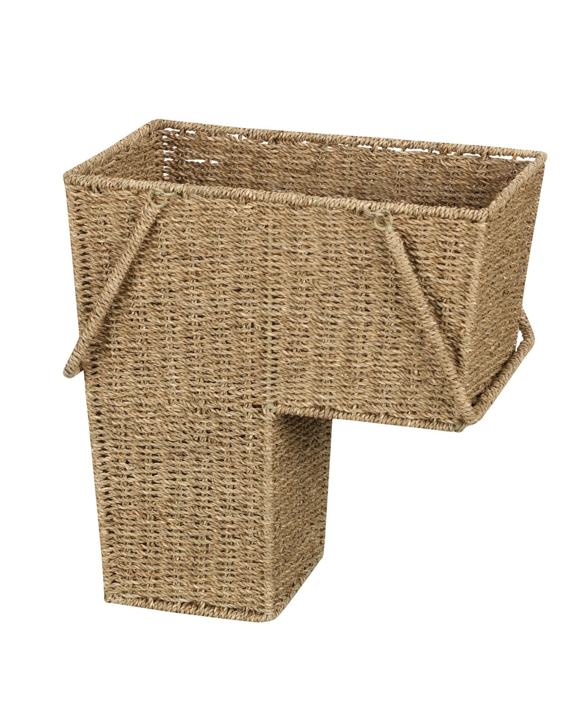 Household Essentials Wicker Stair Basket with Handles, Natural