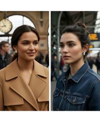 Set of 2 Baguette Cut Channel Set Kpop Blue & Pink CZ Huggie Hoop Earrings Sterling Silver