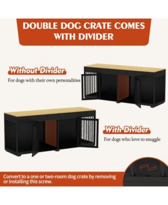 Dog Crate Furniture, 92.9 in. Wooden Dog Crate Kennel with 4 Drawers