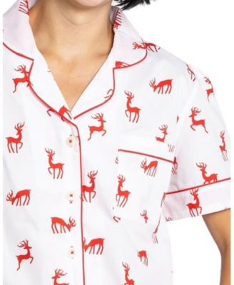 Women's ganic Cotton Poplin Button Down Short Sleeve Pajama Set