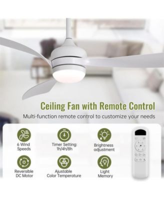 52-inch Modern White Ceiling Fan with Led Light and Remote Control Dc Motor