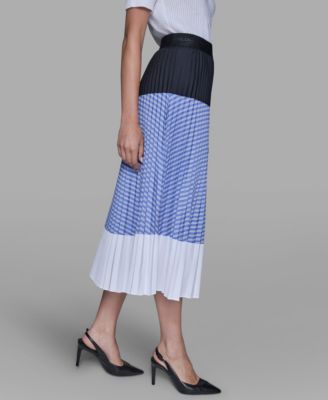Women's Colorblock Pleated Stripe Pull-On Skirt