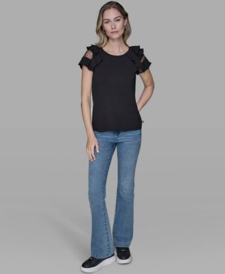 Women's Ruffle-Sleeve Pull-On Top