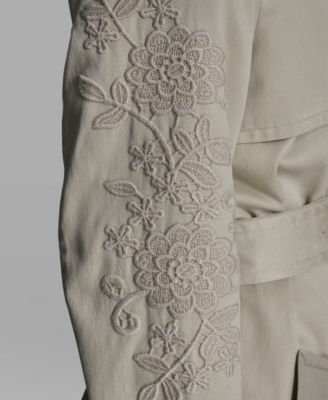Women's Embroidered Collar Trench Coat