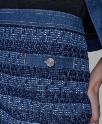 Women's Tweed and Denim Zipper Mini Skirt