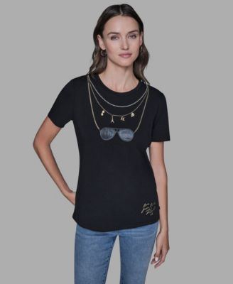 KARL LAGERFELD PARIS - Women's Sunglasses Printed Pull-On T-Shirt