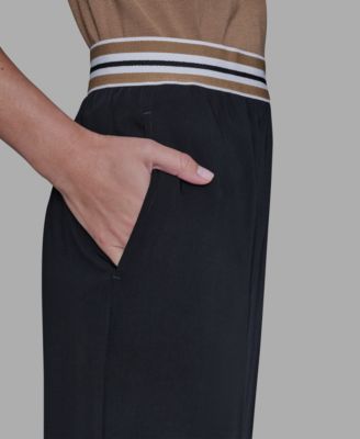 Women's Striped Wide Leg Pull-On Pants