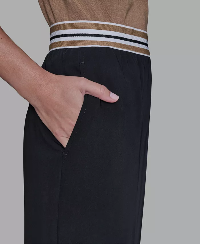 Women's Striped Wide Leg Pull-On Pants - thumbnail 4