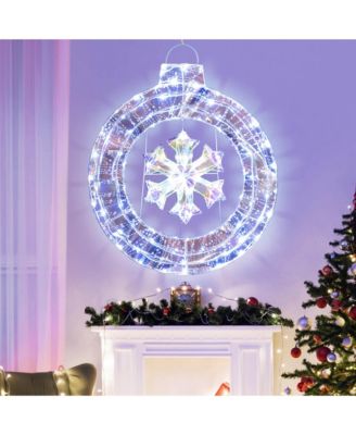 33" Lighted Ornament Pre-Lit Christmas Wreath with 128 Cold White LED Lights