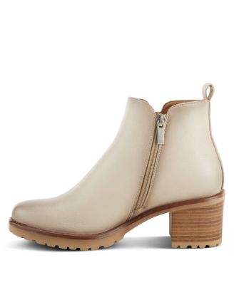 Women s IRIE Burnished Almond Toe Booties with Outside Zipper and Toggle Detail