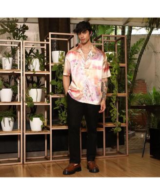 Men's Cantaloupe Orange & Amethyst Purple Abstract Sheen Oversized Shirt