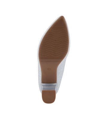 Women s Senna Crystal-Embellished Pointed Toe Block Heel Pumps – Slip-On Dress Shoes